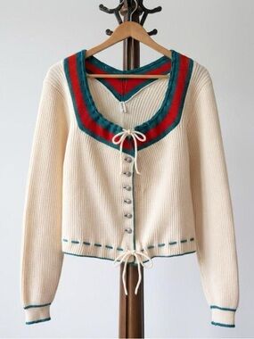 Vintage Tyrolean German Wool Cardigan — Authentic Bavarian Folk Sweater